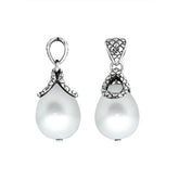 Artistic White Pearl Sterling Silver Drop Pendant With Snake Pattern Bail